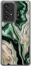 Casimoda® hoesje - Geschikt voor Samsung Galaxy A52 5G - Groen marmer / Marble - 2-in-1 case - Schokbestendig - Marble design - Verhoogde randen - Groen, Transparant