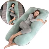 Home4u® - Zwangerschapskussen XXL - Zijslaapkussen - Lichaamskussen - Body Pillow - U vorm - Groen