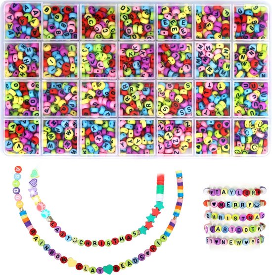 Craftdady 1000 stuks gouden acryl kubus letter kralen zwart initiaal alfabet groot gat Europese kralen voor doe-het-zelf vriendschap armband sieraden maken gat: 3,8 mm