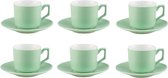 Luxe Espresso kopjes - Licht groen - 9.5cl - 6 Stuks - Set - Pack - Espresso Glaasjes - Koffiekopjes - Glas - 95 ml - Hoogwaardige Kwaliteit - Koffiemokken set - Koffiemokkenpakket