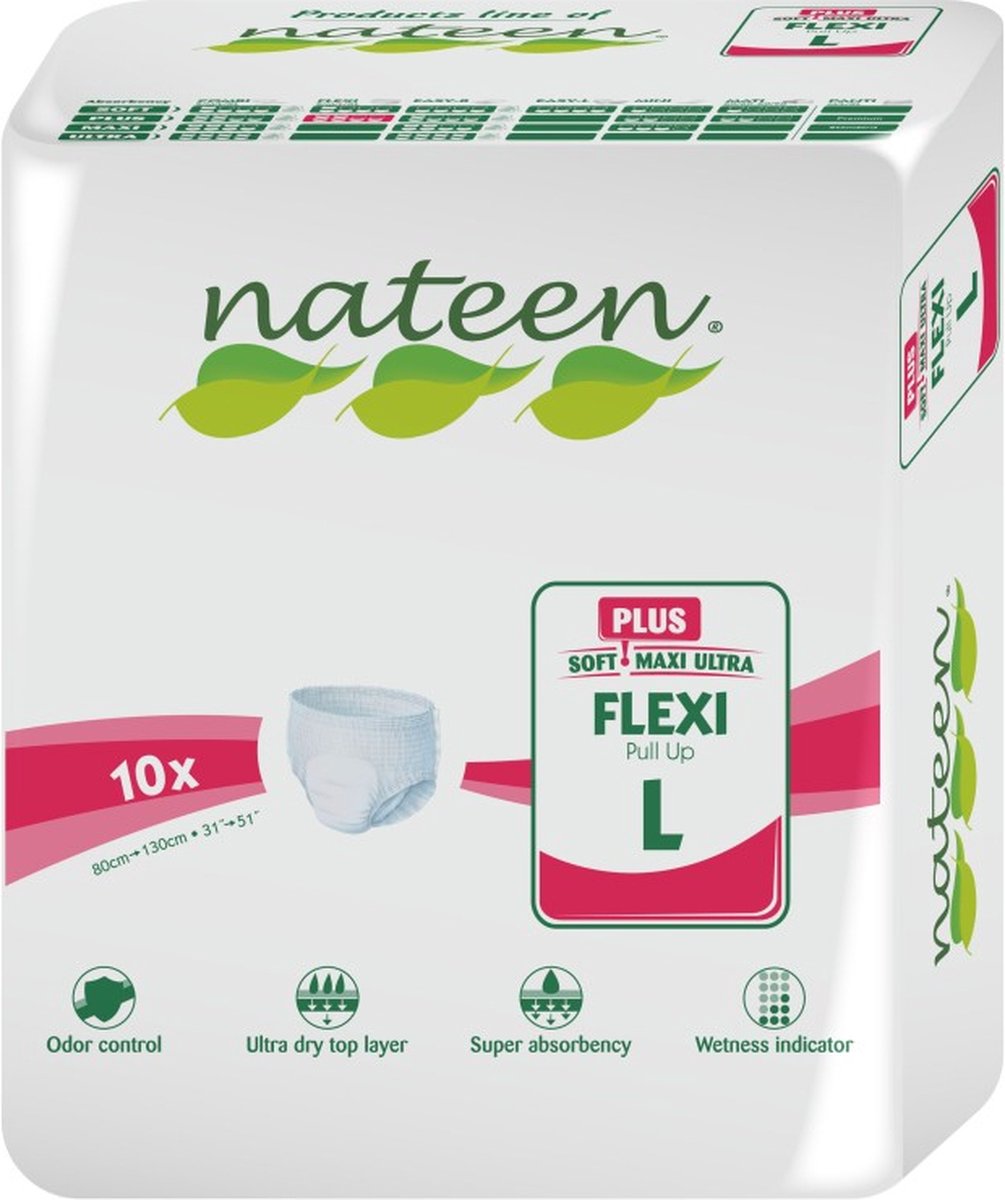 Goedkoopste Incontinentiebroekjes Nateen Flexi Plus Large - 8 pakken van 10 stuks
