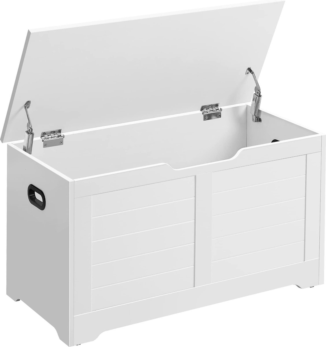 VASAGLE Schoenbank, zitbank met opbergruimte, zitkist met 2 veiligheidsscharnieren, opbergkast, modern, 40 x 80 x 46 cm, voor hal, slaapkamer, woonkamer, wit