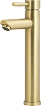 Luzzo® Como Brushed Brass High - Robinet de lavabo haut en acier inoxydable - Couleur or
