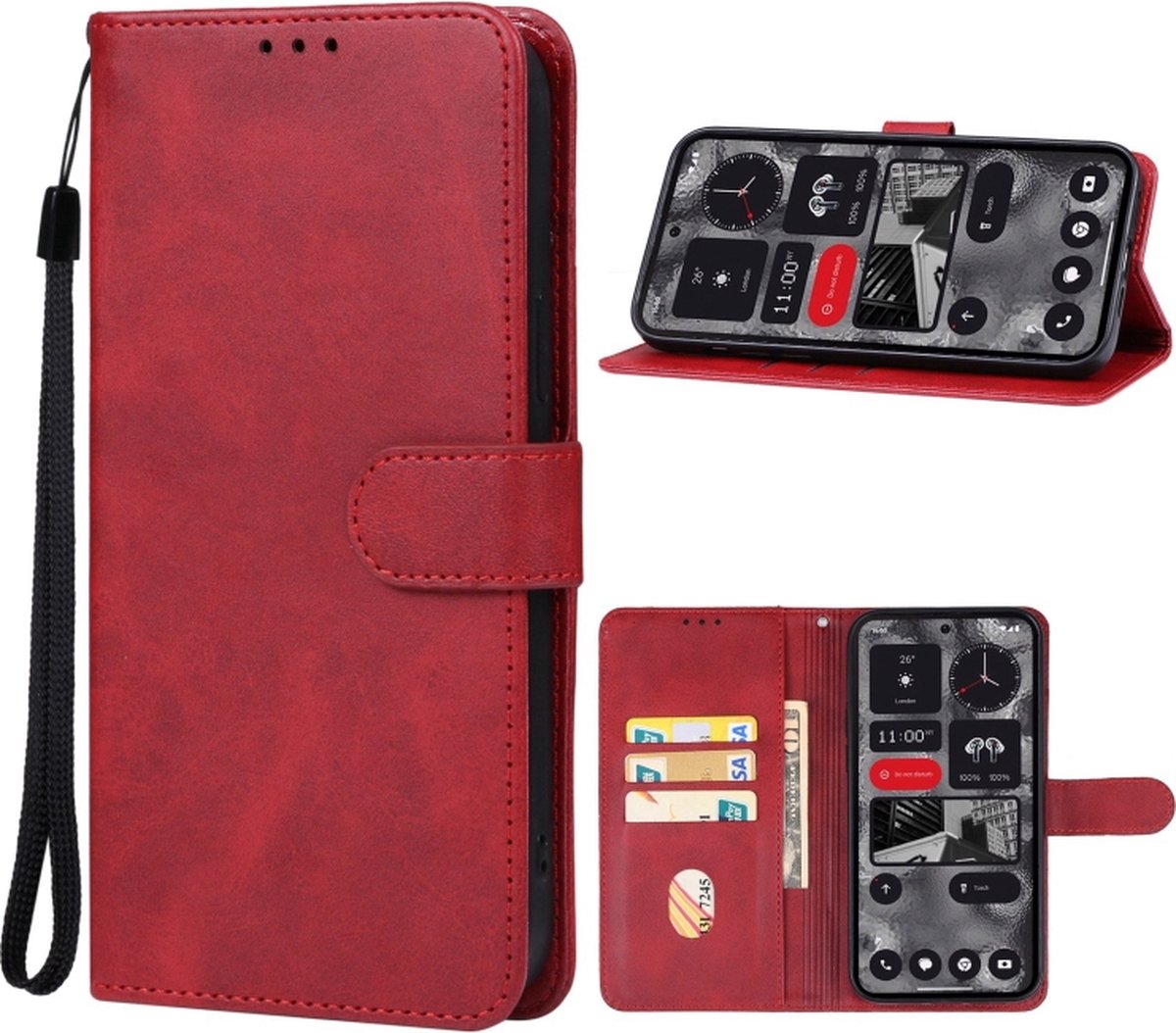 Rood agenda book case hoesje - Nothing Phone 2a