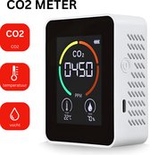 Co2 Meter - Thermometer 3in1 – Vochtmeter Digitaal – Hygrometer – Koolstofdioxide – Luchtkwaliteitsmeter – Draagbaar En Oplaadbaar – LCD – Scherm – Oplaadkabel