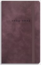 Hobbit - Pocket Deluxe Agenda - 2024-2025 - 1 week op 2 pagina's - A6 (14,8 x 9,5 cm) - Suède look bordeauxrood
