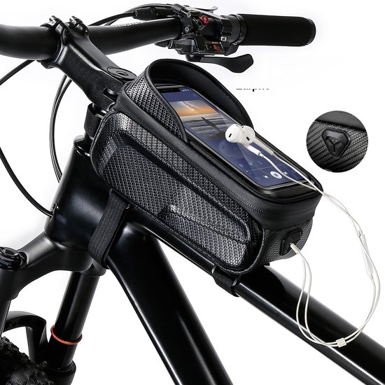 Sacoche De Cadre Vélo étanche - Pour Téléphone, Avec Fenêtre Tactile, Capacité 1.5L, Bandes Réfléchissantes - 8