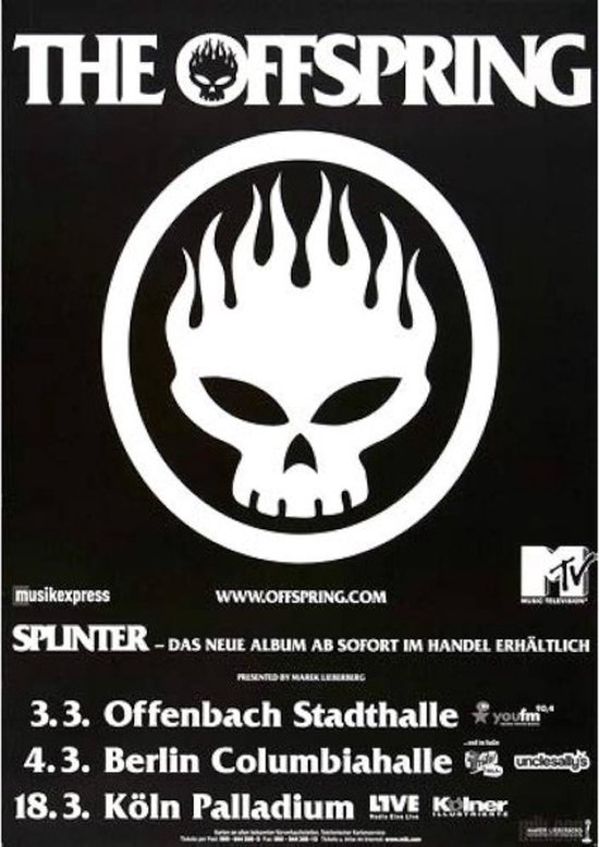 Wandbord Muziek Concert - The Offspring - German Tour