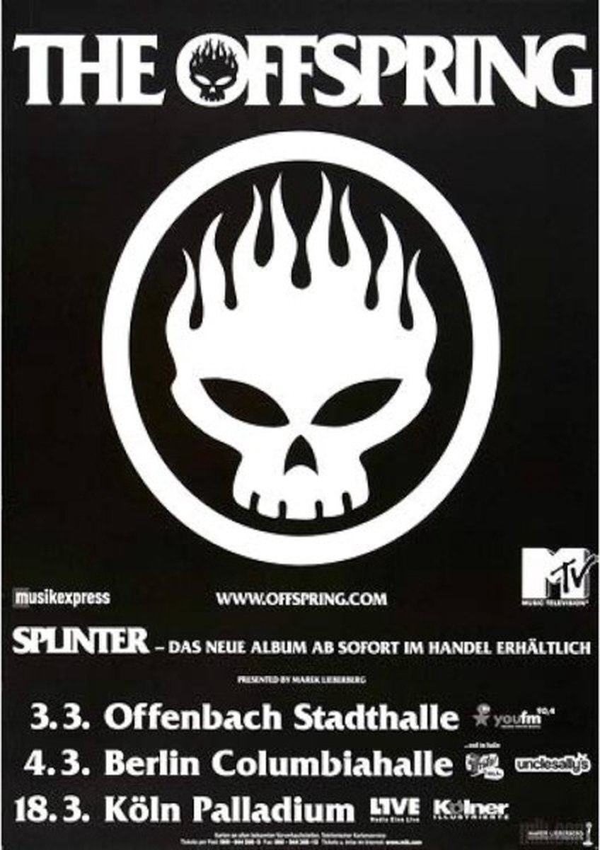 Wandbord Muziek Concert - The Offspring - German Tour | bol