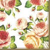 1 Pakje papieren lunch servetten - Tea Roses White - Rozen - 20 servetten