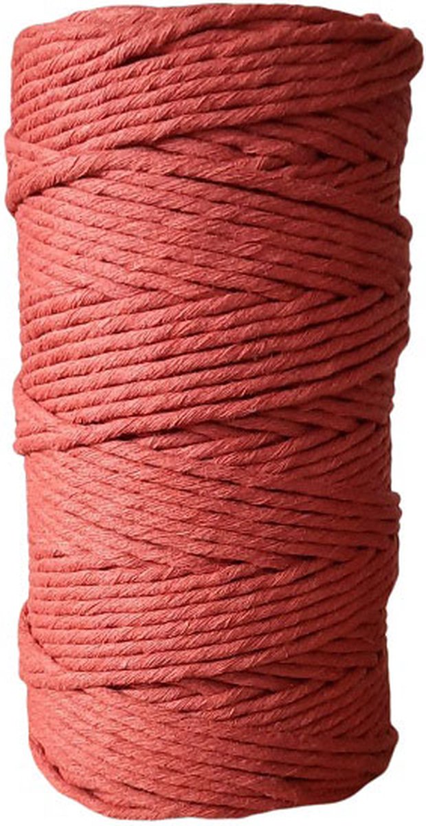 Cafuné Lux Macrame garen – 3 mm – Terracotta – 100 meter – Gerecycled katoen – OEKOTEX STANDARD 100 – Macrame touw – Uitkambaar koord