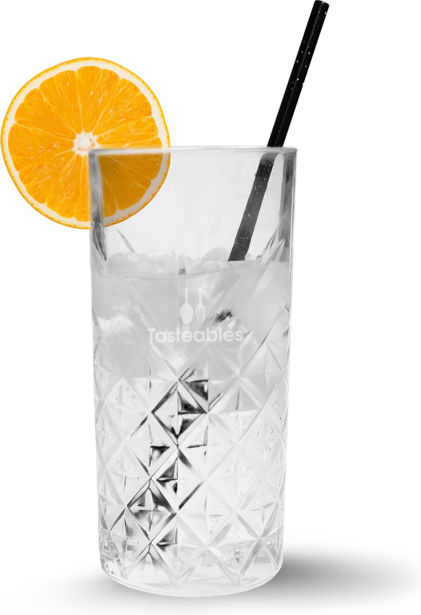 RVS Rietjes Recht - Cocktail Rietjes - Tasteables - Set van 8 - Duurzaam - Herbruikbaar - Reinigingsborstel - 200mm lengte - Zwart met wit — cadeau in Kookcadeaus - foto 3