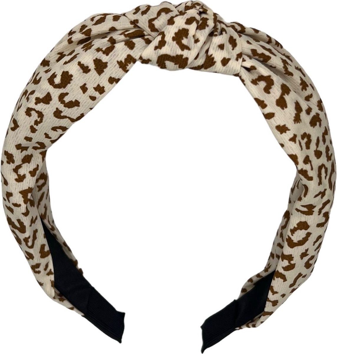 Haarspeldjes & zo Diadeem stof haarband met panterprint beige met cognac
