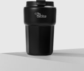 Reisbeker 350ML, geïsoleerde koffiekop met lekvrij deksel, herbruikbare koffiekopjes voor op reis, roestvrijstalen koffiemok voor hete en koude koffie, water en thee (Zwart)