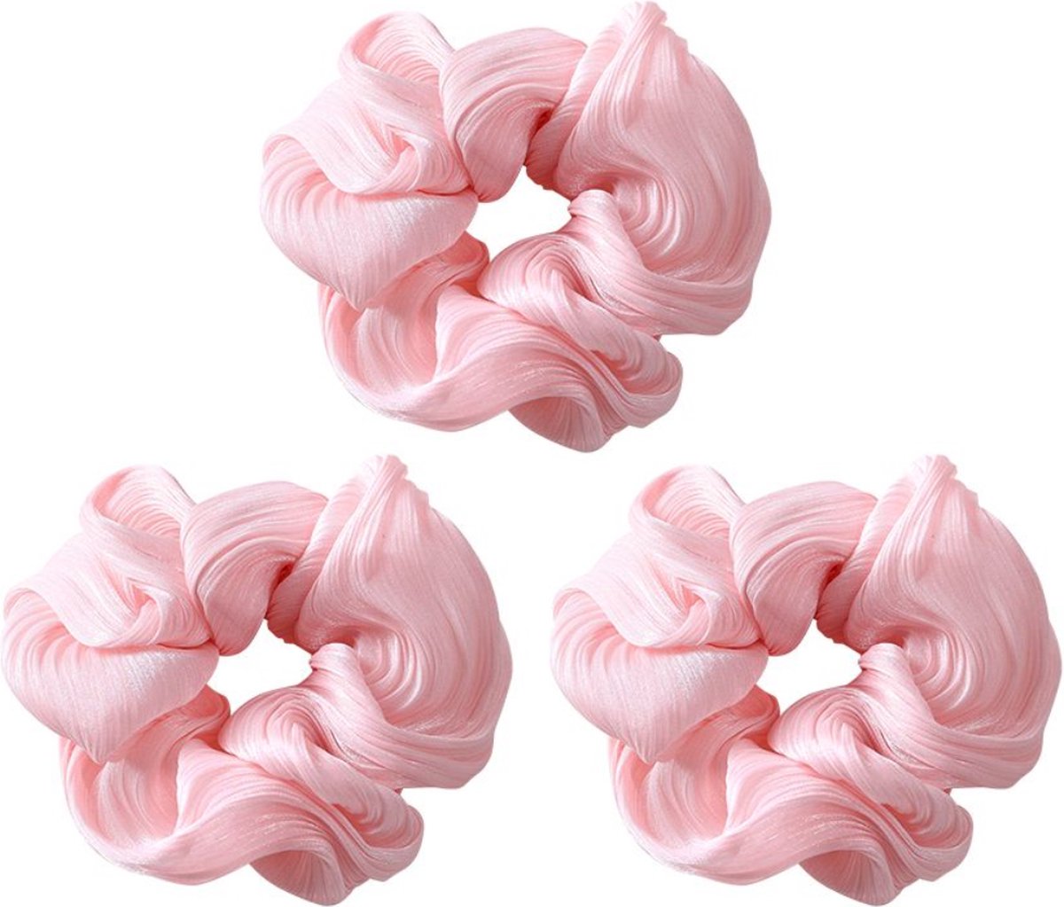 Dottilove 3 Stuks Zomer Zachte Monochrome Scrunchie Set Roze Haarklem Sierklem Haar accessoire Sier accessoire