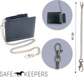 Safekeepers - Portemonnee heren – Portefeuille heren - Leren portemonnee heren - Ketting – Blauw