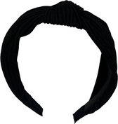 Diadeem - stof - haarband - zwart met knoop