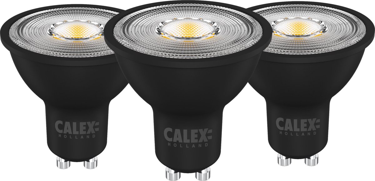 Bol.com Calex LED Lamp - 3 Stuks - 3x GU10 spot - Inbouwspots - Dimbaar - Zwart - Warm Wit Licht - 5W aanbieding