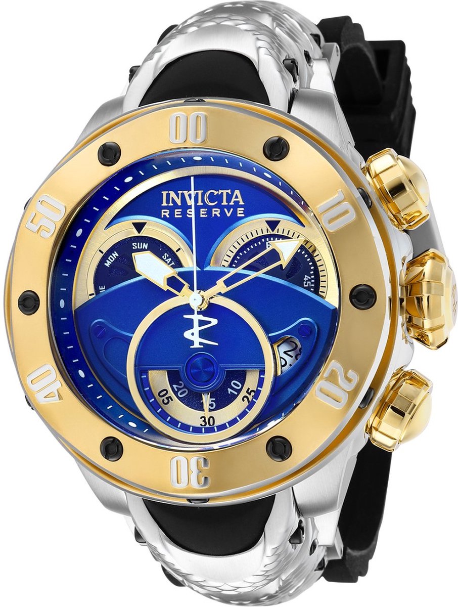 Invicta Kraken 36330 Heren Horloge - Waterdicht - Analoog - Quartz Uurwerk - Roestvrij Staal met blauwe Wijzerplaat -54mm