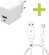Câble iMoshion USB C vers USB A - 1 mètre - Chargeur rapide et synchronisation des données - Câble de charge - Matériau tressé robuste - Wit