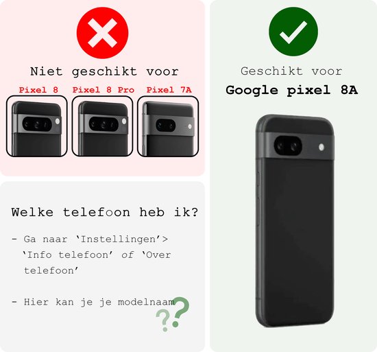 Étui pour Google Pixel 8a - Étui de Bookcase à rabat - Étui pour Google Pixel 8a - Rose clair