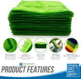 Microvezel reinigingsdoek, groot formaat 40 x 40 cm, super absorberende pluisvrije microvezeldoeken voor thuis, keuken, oppervlak, spiegels, badkamers, motorfiets, auto (groen, 10)