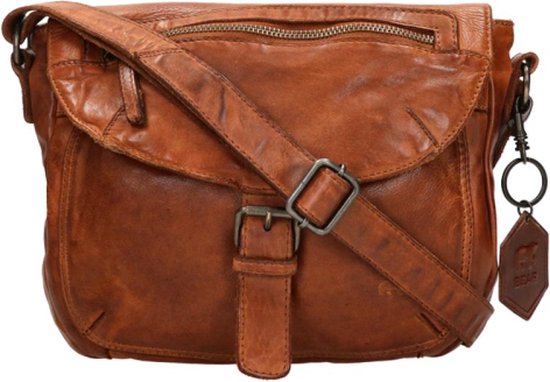 Sac à bandoulière en cuir à rabat Bear Design Mattea - Cognac