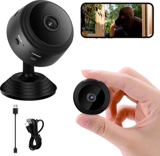 Mini Caméra Espion Sans Fil 4K - 160° Grand Angle - Batterie 3000mAh - Vision Nocturne, Détection Mouvement - WiFi Et Non-WiFi