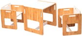 Buxibo Montessori Kindertafel - 2 Kinderstoelen Set - Voor Peuters - Inclusief 2 Inschuifbare Stoeltjes - Ideale Eethoek en Kindermeubels - 50x45x50cm - Zwart