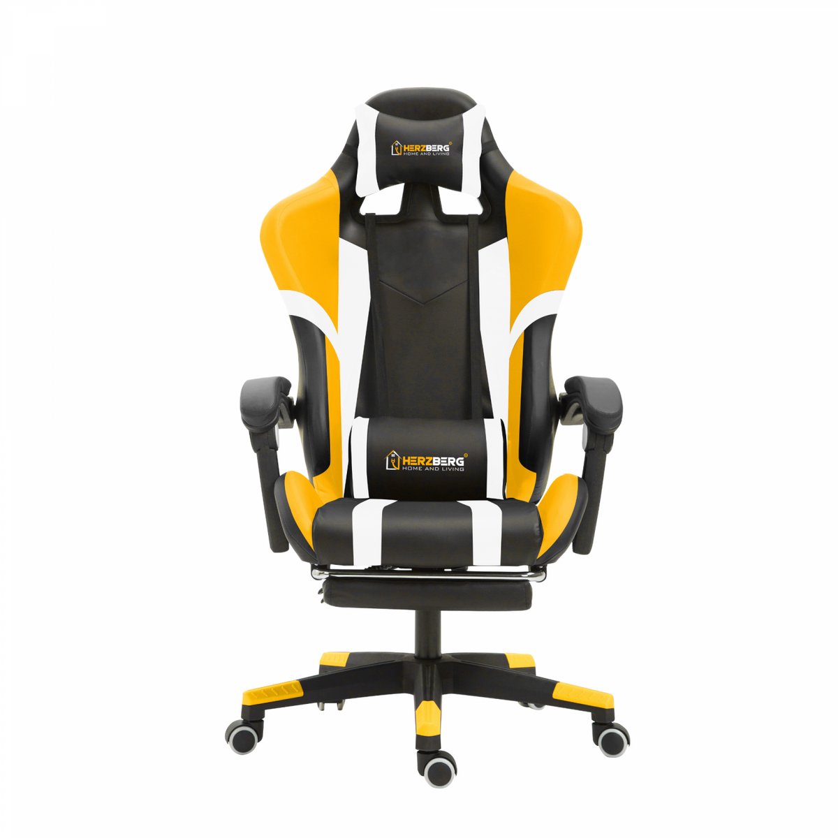 Herzberg Home & Living Herzberg Hg-8083: - Gamestoel - Driekleurige Gaming- En Bureaustoel Met Lineair Accent Geel
