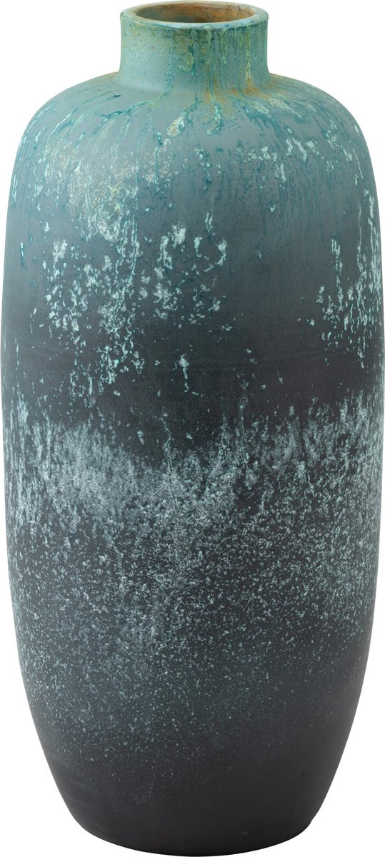 J-Line vaas Vintage - keramiek - azuur - medium - 72 cm hoog Blauw