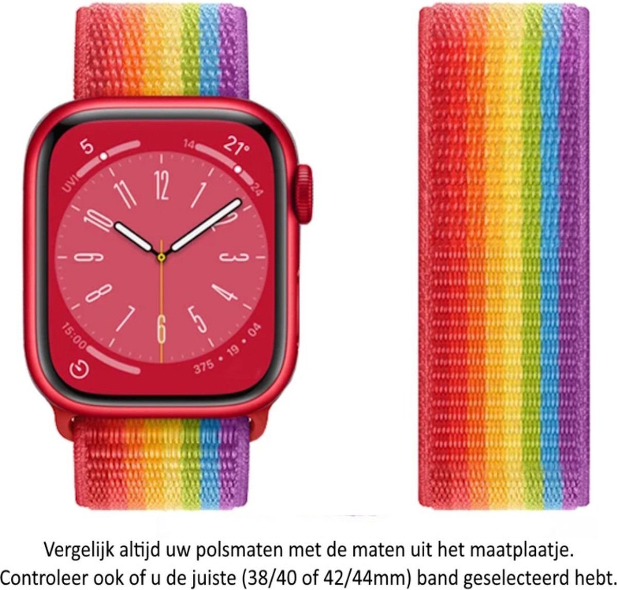 Regenboog kleurig Rainbow Pride Nylon Horloge Band geschikt voor Apple Watch 1 2 bol