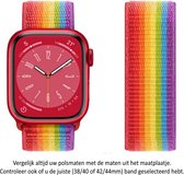 Regenboog kleurig / Rainbow / Pride Nylon Horloge Band geschikt voor Apple Watch 1, 2, 3, 4, 5, 6, 7, 8, SE & Nike+, 42mm, 44mm & 45mm "Mannenbreedte" Series - Zacht Geweven Nylon - 42 mm, 44 mm en 45 mm