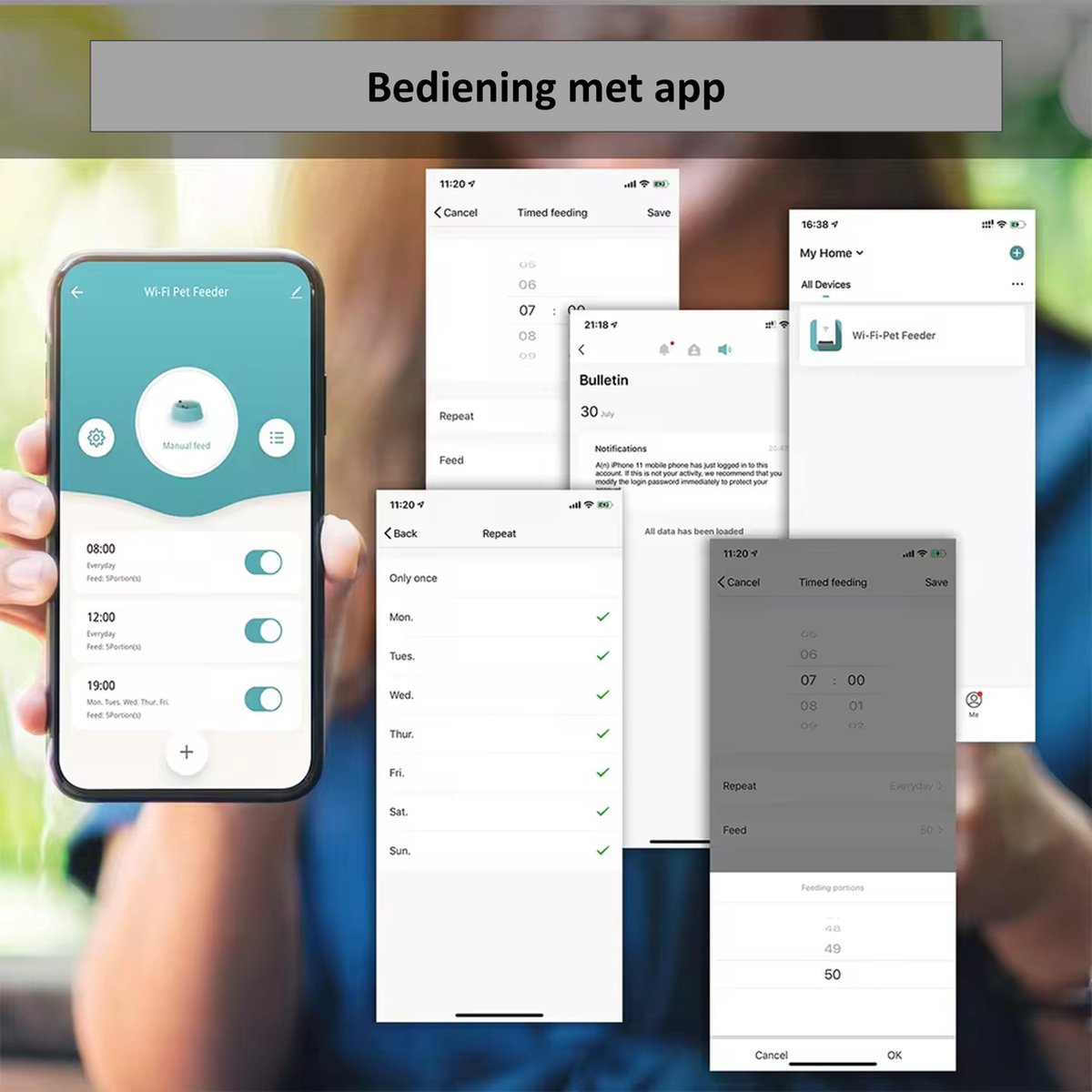 Automatische Voerbak Staza 6L Zwart met App voor Huisdieren - afbeelding 3