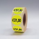 “€31,50” Prijs Stickers op rol 35mm geel - 1000ex.