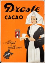 Wandbord Nostalgie Oud Hollands Haarlem - Droste Cacao - Verpleegster