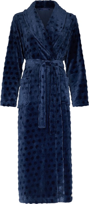 Blauwe lange badjas Pastunette - fleece dames badjas - luxe & kwaliteit - maat XXL (52-54)