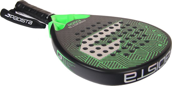 Padista Fusion Padel racket - Padel - 12K Carbon - Groen - Sandy Spray - Druppelvorm - Black EVA Foam - Incl. padeltas
