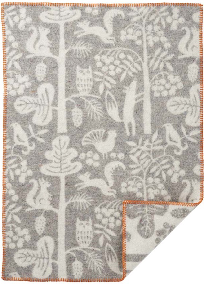 Klippan recyled wool wiegdeken 65x90cm Tree Climbers grijs