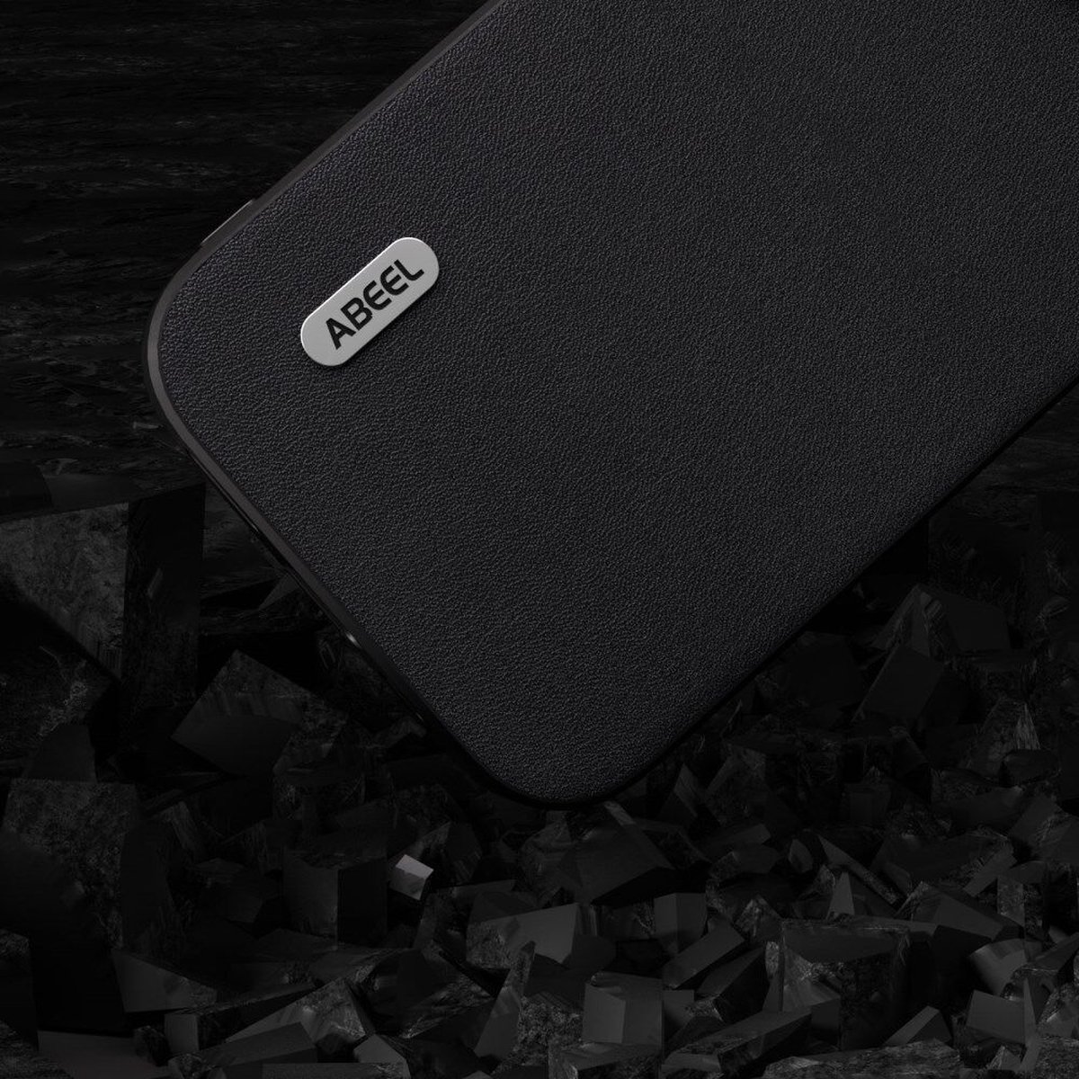 ABEEL Hoesje Geschikt voor Apple iPhone 15 Pro Max - Back Cover met Nappa Textuur - Echt Leer Case - Zwart