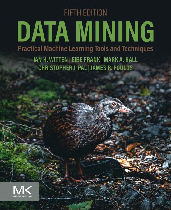 Boekomslag van 'Data Mining', met een vogel op de voorgrond en de titel in groene letters.