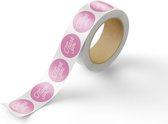 Sluitstickers Thank you roze - 40 mm rond - 500 stickers op rol - sluitstickers roze