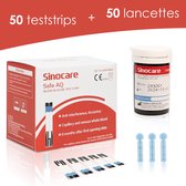 Sinocare Teststrips & Lancetten - 50 teststrips - 50 Lancetten - mmol/L - ALLEEN voor Glucosemeter SAFE AQ VOICE