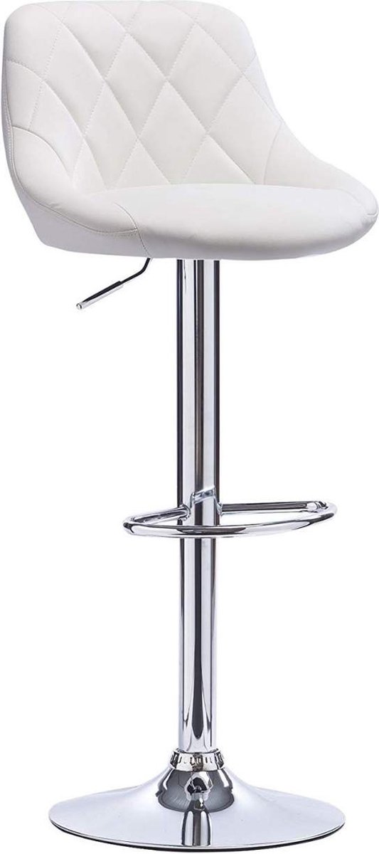 Dripio Barkruk Deluxe Addy - Industrial - Wit - Barkrukken set van 1 - Barstoel Kruk - Barstoelen met rugleuning - Keukenstoel - In hoogte verstelbaar - Kunstleer