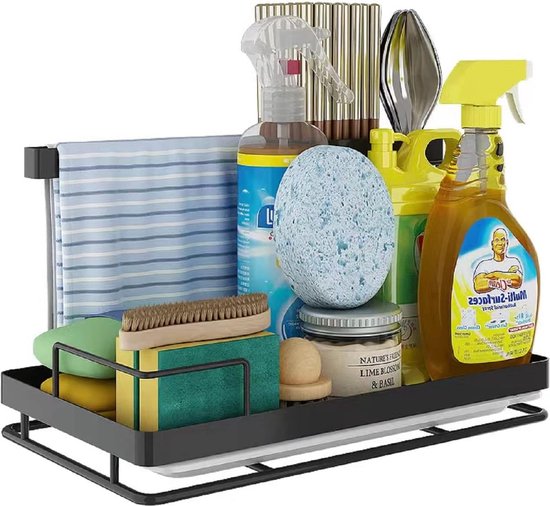 simpletome Sponshouder Gootsteen, Keuken Organisator, 3X Sterke Zuignappen Countertop Doorschijnend wit