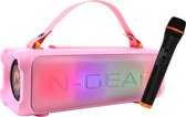 N-Gear Blazooka 703P - Draagbare Bluetooth Speaker - Karaoke Set - Met Microfoon & Verlichting - Roze