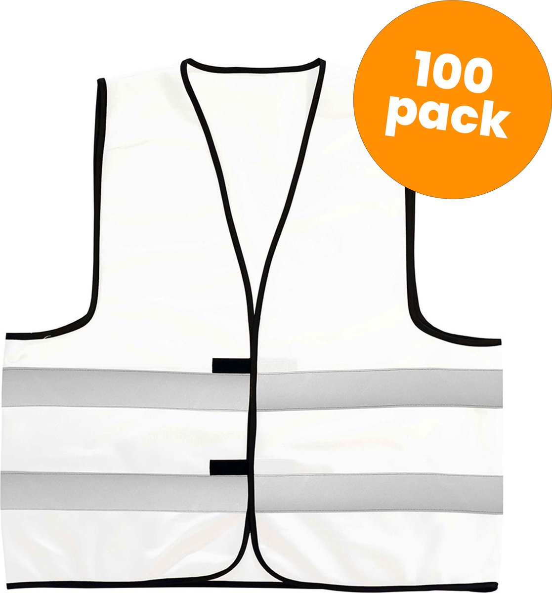 100-pack witte veiligheidshesjes - Veiligheidsvesten wit - Veiligheidshesjes volwassenen - Hesjes evenementen - Hesjesfabriek