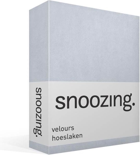 Snoozing velours hoeslaken - Tweepersoons - Hemel