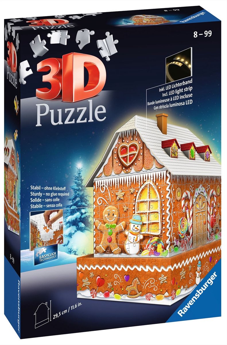 3D Gingerbread House Night Edition (216 pc 3D) Ravensburger - Kite and  Kaboodle