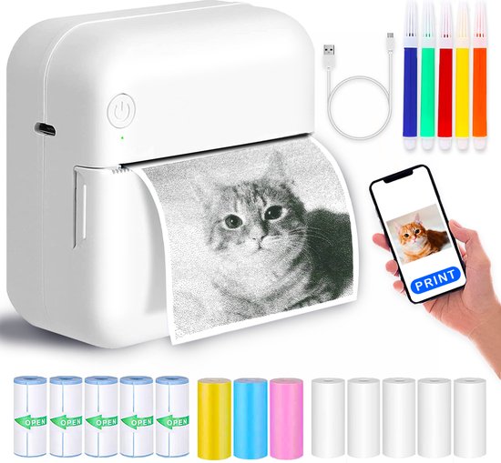 Mini Printer voor Mobiel - Fotoprinter voor Smartphone - Mini Pocket  Printer - Pocket... | bol